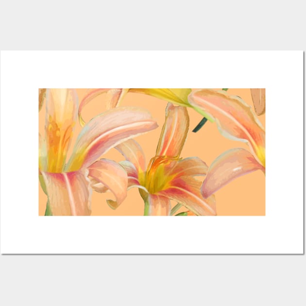 Tiger Lilies on Peach Repeat 5748 Wall Art by ArtticArlo